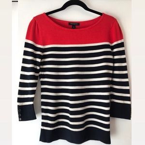 Banana Republic orange/navy/white striped sweater